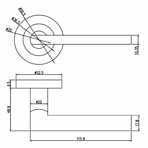 AURIGA LEVER HANDLE ON ROUND ROSE